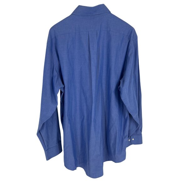 Brooks Brothers Mens Blue Non-Iron Cotton Button-Down Shirt Size 17-4/5 - Picture 6 of 9